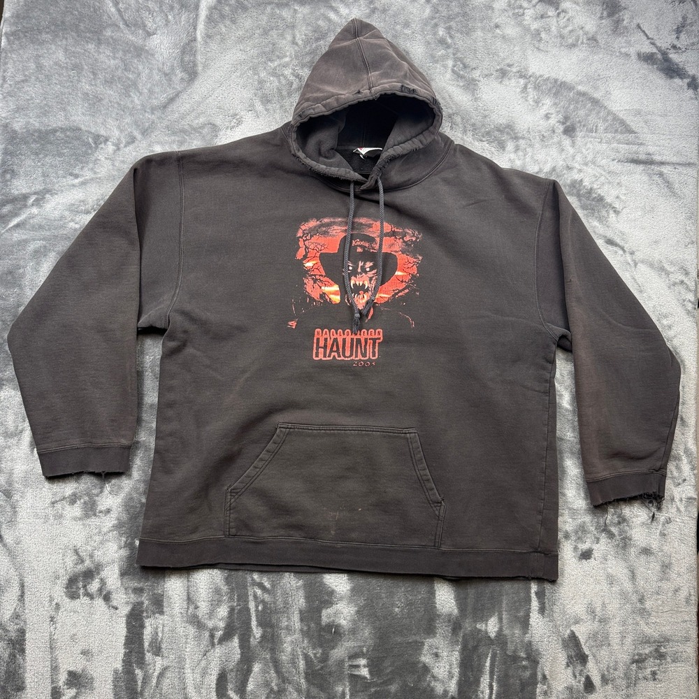 Knott's Berry Farm Hoodie Mens XL Black Halloween Haunt 2003 Graphic Distressed